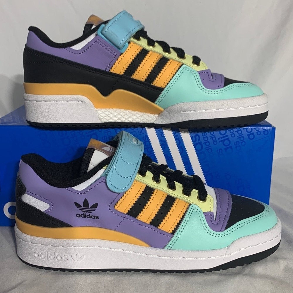 Adidas Forum Low Top Shoes Black Pastel Mint New With Box Womans 5.5